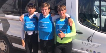 El equipo de Ilca 6 del Club Nàutic Sant Antoni, en el Illes Balears de Portocolom