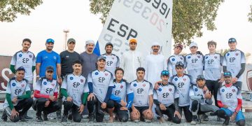 Los regatistas de Ilca Javier Marí y Jaume Llorens, en un clinic en Dubai