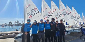 El equipo de Ilca 6 y 7 de Es Nàutic, en la Olimpic Week de Valencia