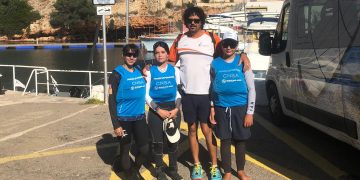 El equipo de Ilca 4 de Es Nàutic compite en el Campeonato de Balears, en Ciutadella