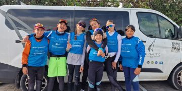 Set integrants de l’equip d’Optimist de Es Nàutic, en el Campionat de Balears