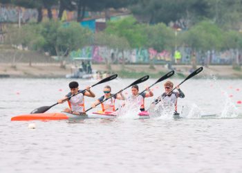 Equip del CNSA de K4 Mixt, en la I Copa d'Espanya Sprint, a La Cartuja (Sevilla), l'any passat.