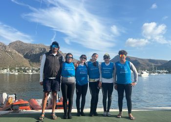El equipo de Ilca 4 del CNSA, en el Campeonato de Balears en Pollensa